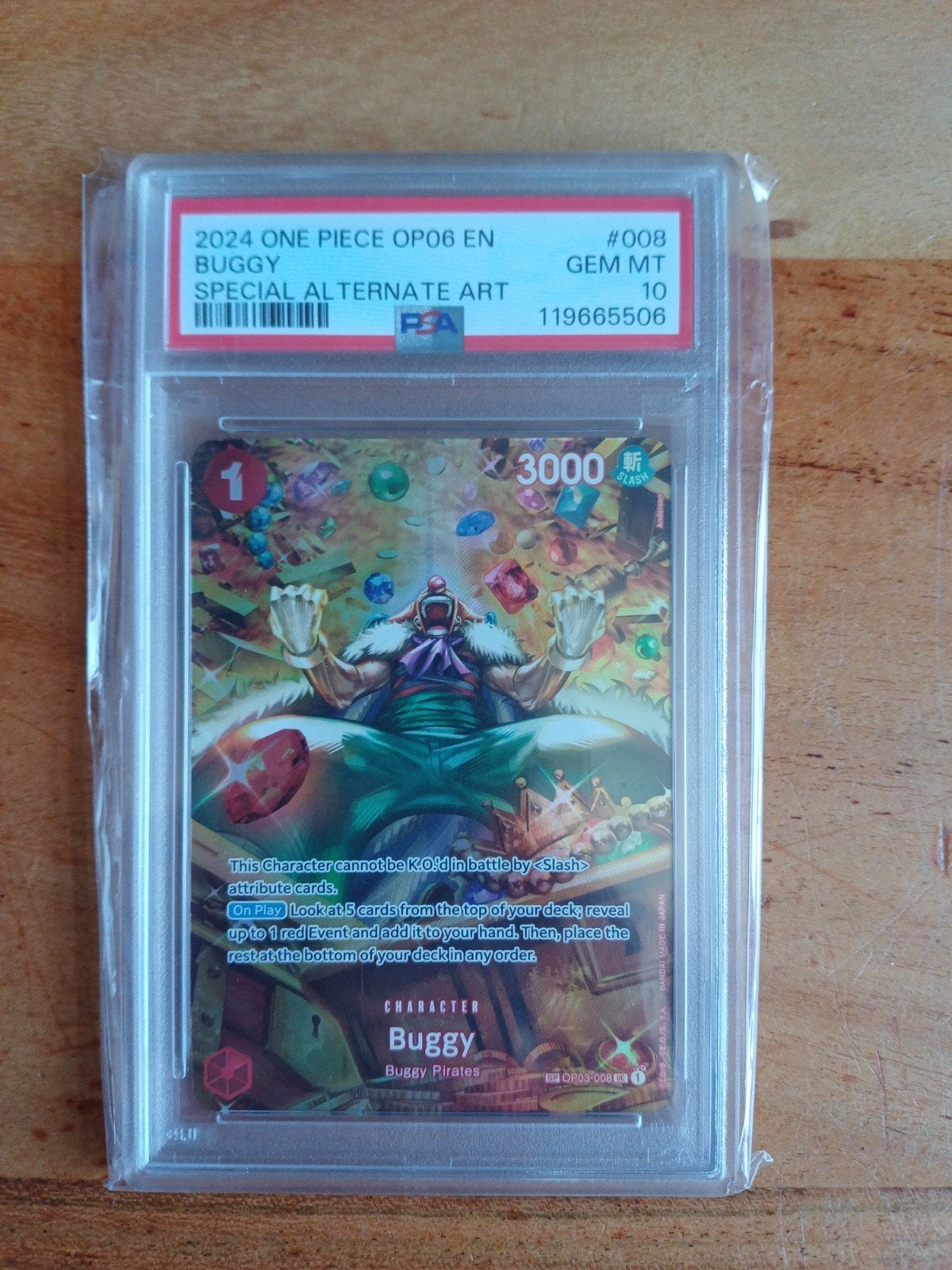 One Piece Kaart Buggy (OP03-008) Sp PSA 10, Verzamelen, Complete verzamelingen en Collecties, Ophalen of Verzenden