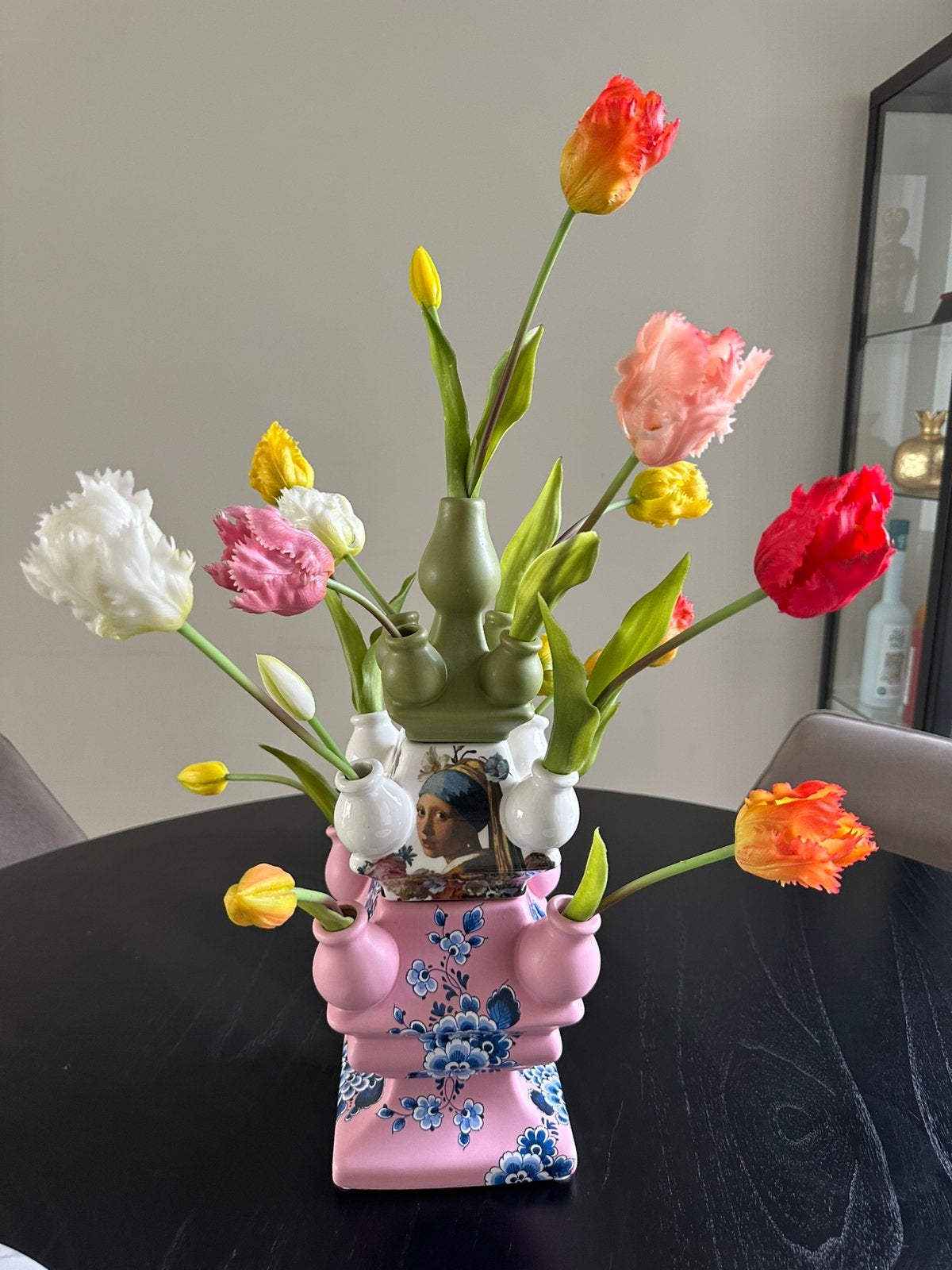 Heinen Delft Stapelgekte tulpenvaas, Huis en Inrichting, Ophalen, Zo goed als nieuw
