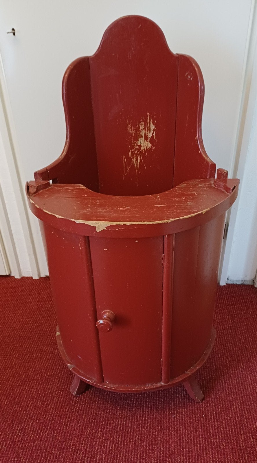 Vintage houten kinder po stoel - Rood kakstoel, Antiek en Kunst, Ophalen