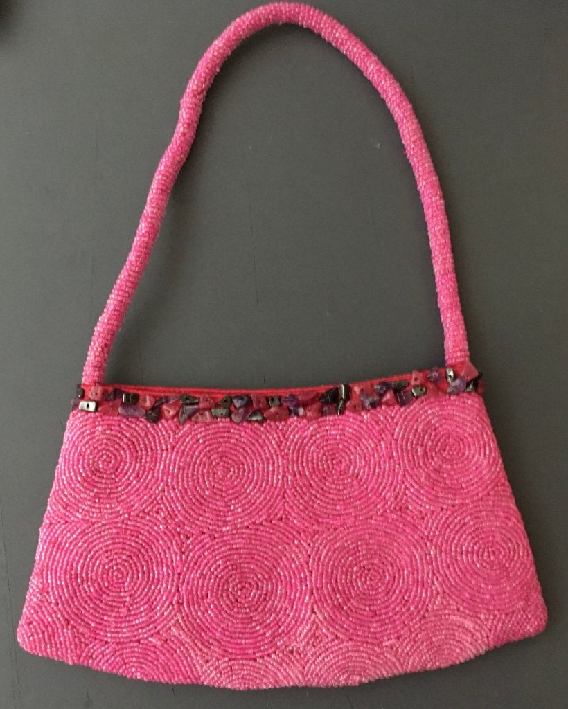 Kralen tas: Rose Voor en Achterkant, Antiek en Kunst, Ophalen of Verzenden, Dames