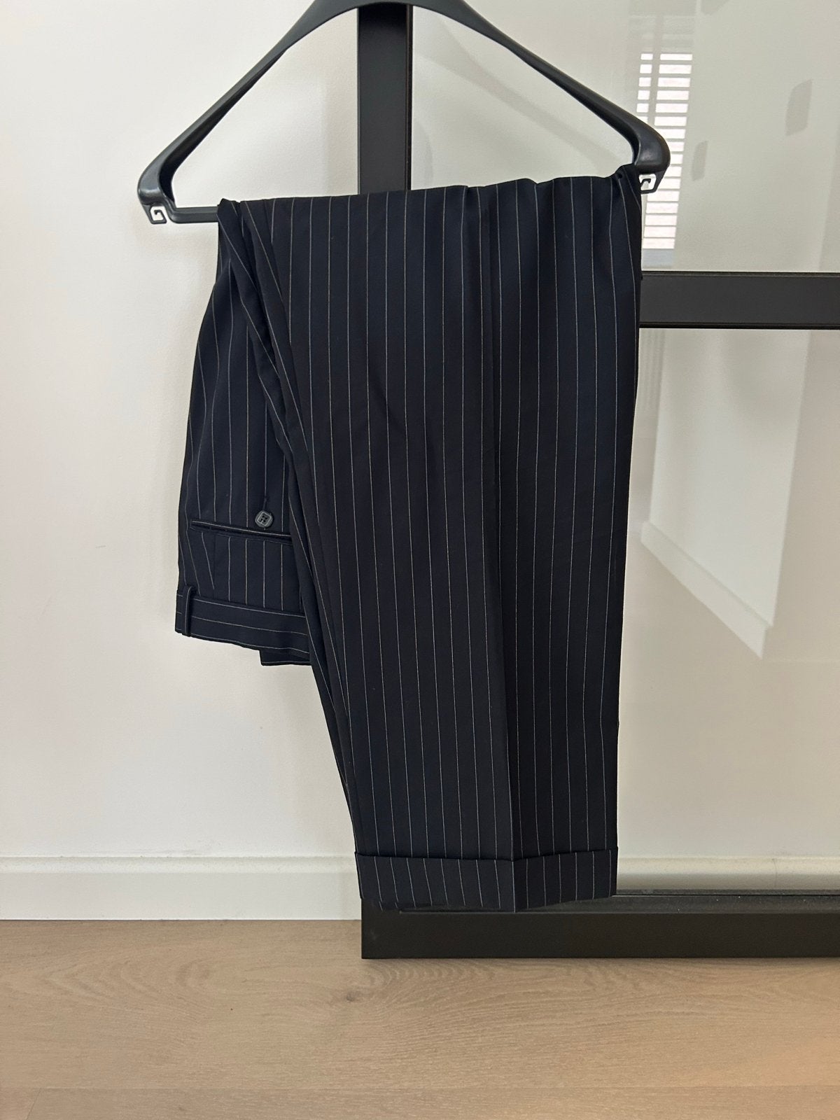 Harvey Lewis & Sons Krijtstreep Broek Heren Grote Maat, Ophalen of Verzenden, Gedragen, Overige maten, Zwart