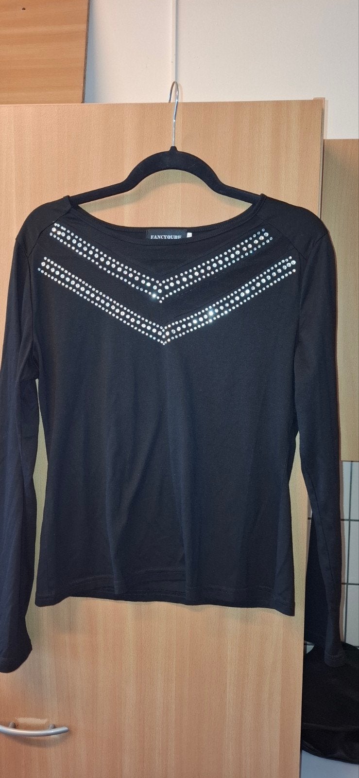 Shirt met glitter en lange mouwen, Kleding | Dames, Tops, Ophalen of Verzenden, Zo goed als nieuw, Zwart, Lange mouw
