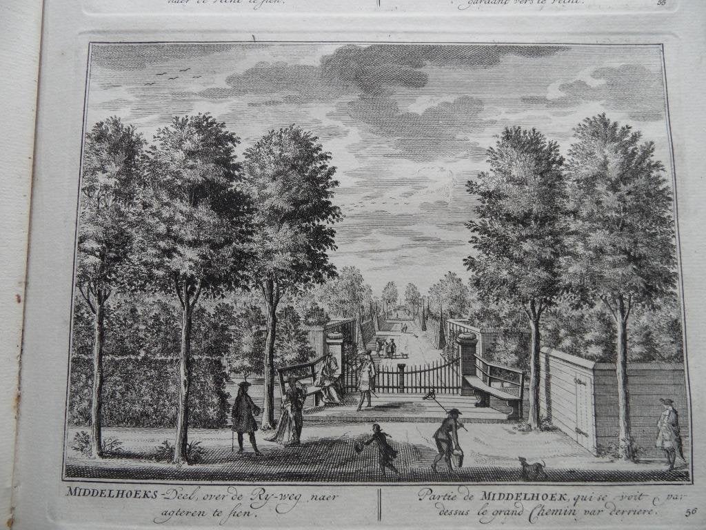 56 Nieuwersluis Buitenplaats Middelhoek Kopergravure 1719, Antiek en Kunst, Ophalen of Verzenden
