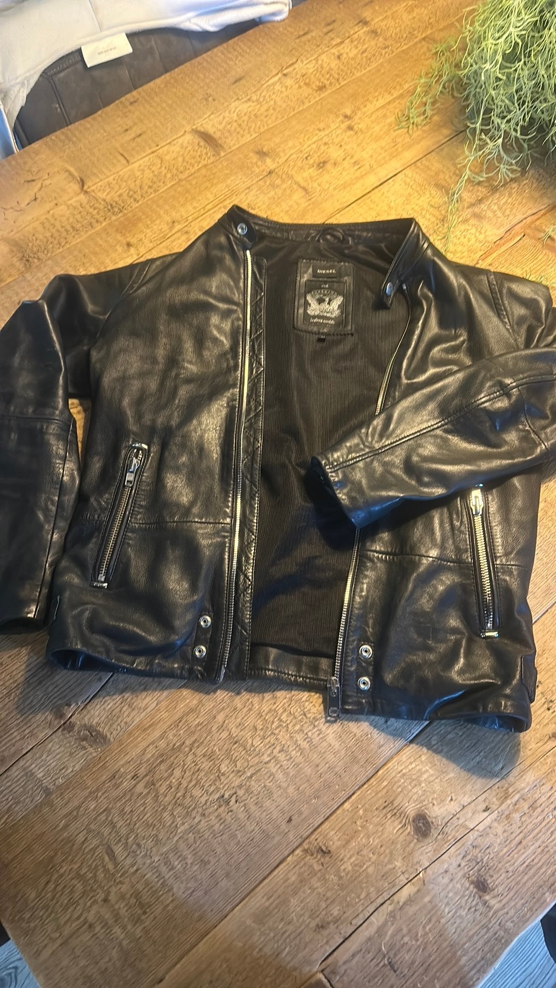 Leren schapen wol jas diesel, Ophalen, Zo goed als nieuw, Maat 48/50 (M), Zwart