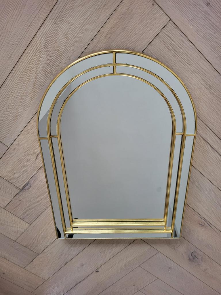 Vintage Deknudt Art Deco Spiegel met Vergulde Lijst, Antiek en Kunst, Ophalen, Rechthoekig, Minder dan 50 cm, Minder dan 100 cm