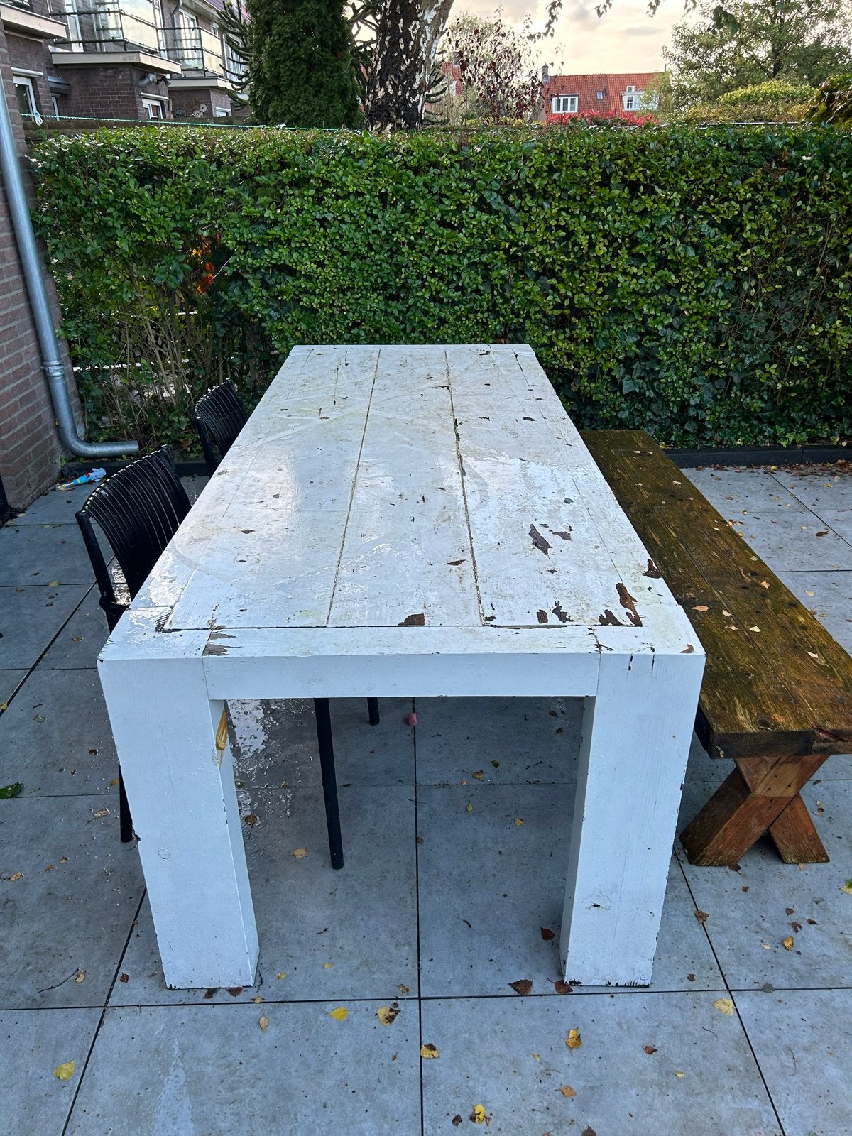 Robuuste houten tuintafel, Ophalen, Gebruikt, Rechthoekig, Hout