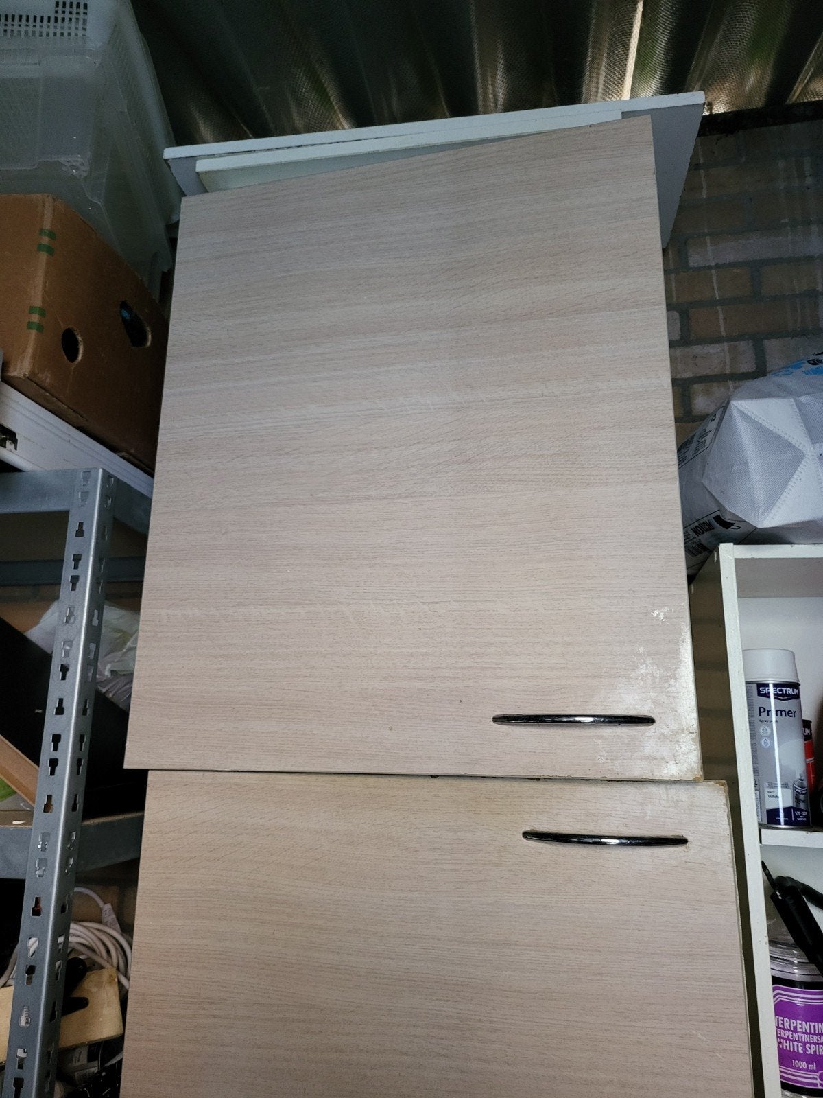 Twee lichte houten keukenkastjes met handgrepen, Ophalen of Verzenden, Gebruikt