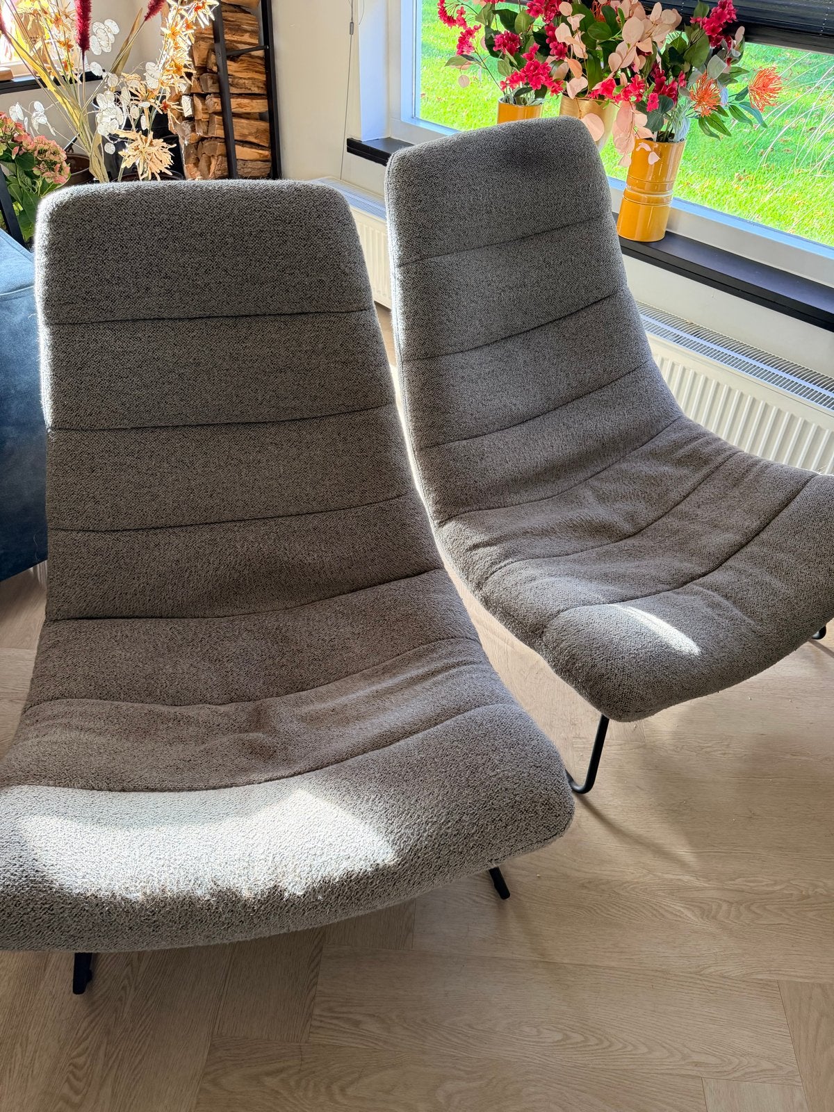2x Comfortabele grijze fauteuils, Ophalen, Gebruikt, Twee, Stof