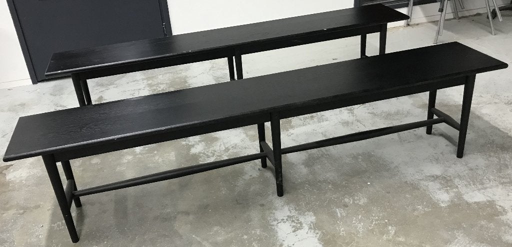 2 Habitat bankje bankjes keuken zwart hout design japandi, Huis en Inrichting, Ophalen, Zo goed als nieuw, Nvt, Nvt