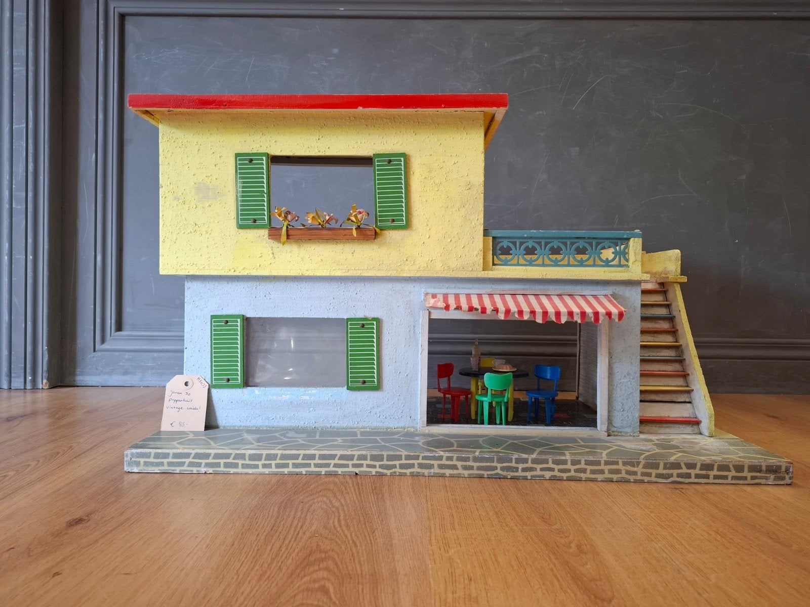 Vintage Poppenhuis villa hout jaren 50/60 Albin Schönherr, Poppenhuis, Gebruikt, ..., Ophalen of Verzenden