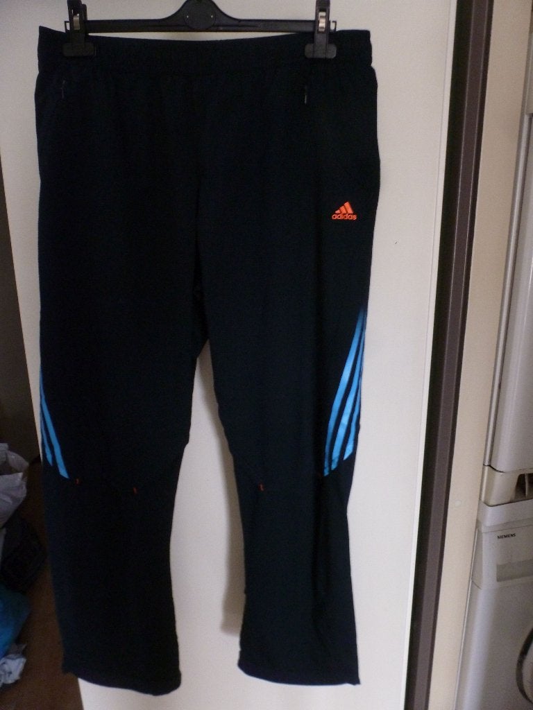 ADIDAS sportbroek CLIMACOOL zwart blauw 42 -GRATIS zend, Verzenden, Zwart, Maat 42/44 (L), Fitness of Aerobics