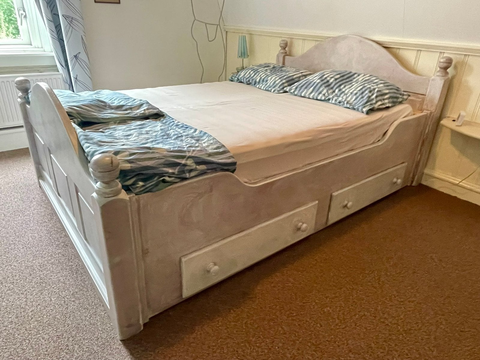 Tweepersoonsbed 140 x 210 met lattenbodems, Ophalen, Gebruikt, Tweepersoons, 140 cm