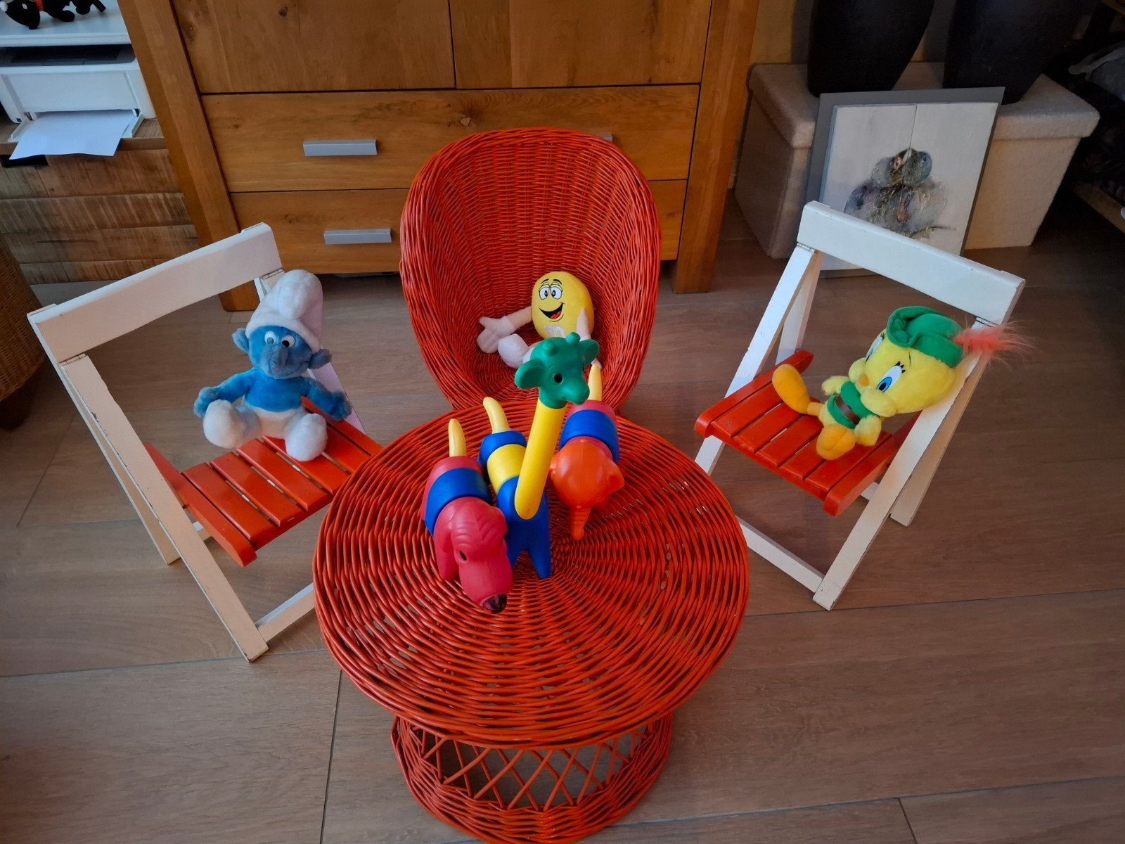 Vintage houten kinderklapstoeltjes (set van 2) – Jaren '70 r, Ophalen of Verzenden, Gebruikt