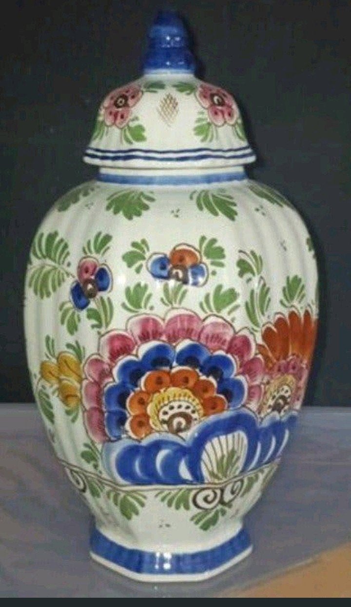 Antieke Delfts Holland Handgeschilderde Gemberpot, Ophalen of Verzenden
