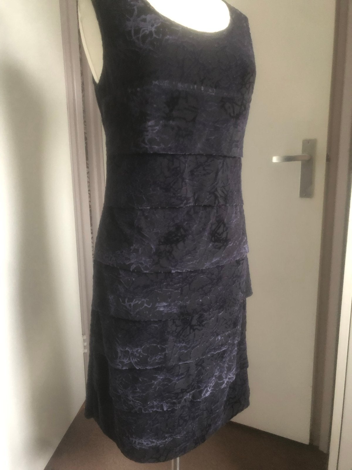 NORAH jurk maat 36 met ruches en print mouwloos, Blauw, Ophalen of Verzenden, Zo goed als nieuw, Knielengte