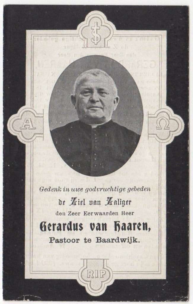pastoor Gerardus van Haaren 1838 Veghel + 1914 Baardwijk, Ophalen of Verzenden