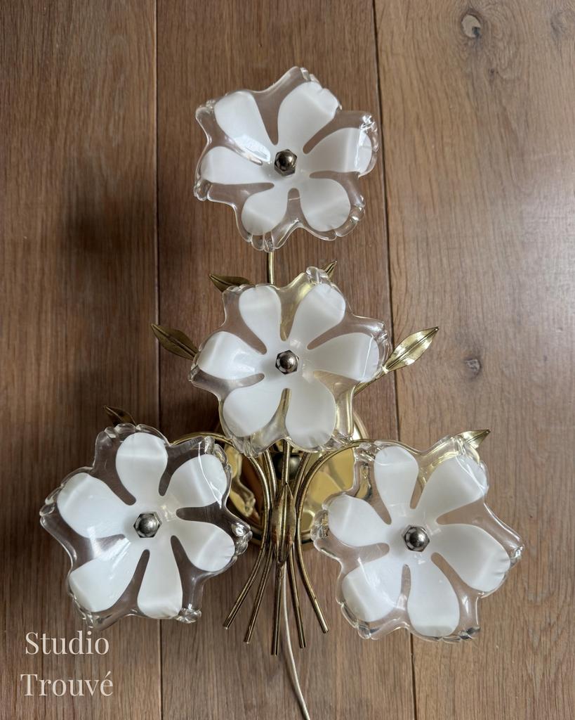 Wandlamp Bloemen Murano stijl | Hollywood Regency, Ophalen of Verzenden, Gebruikt