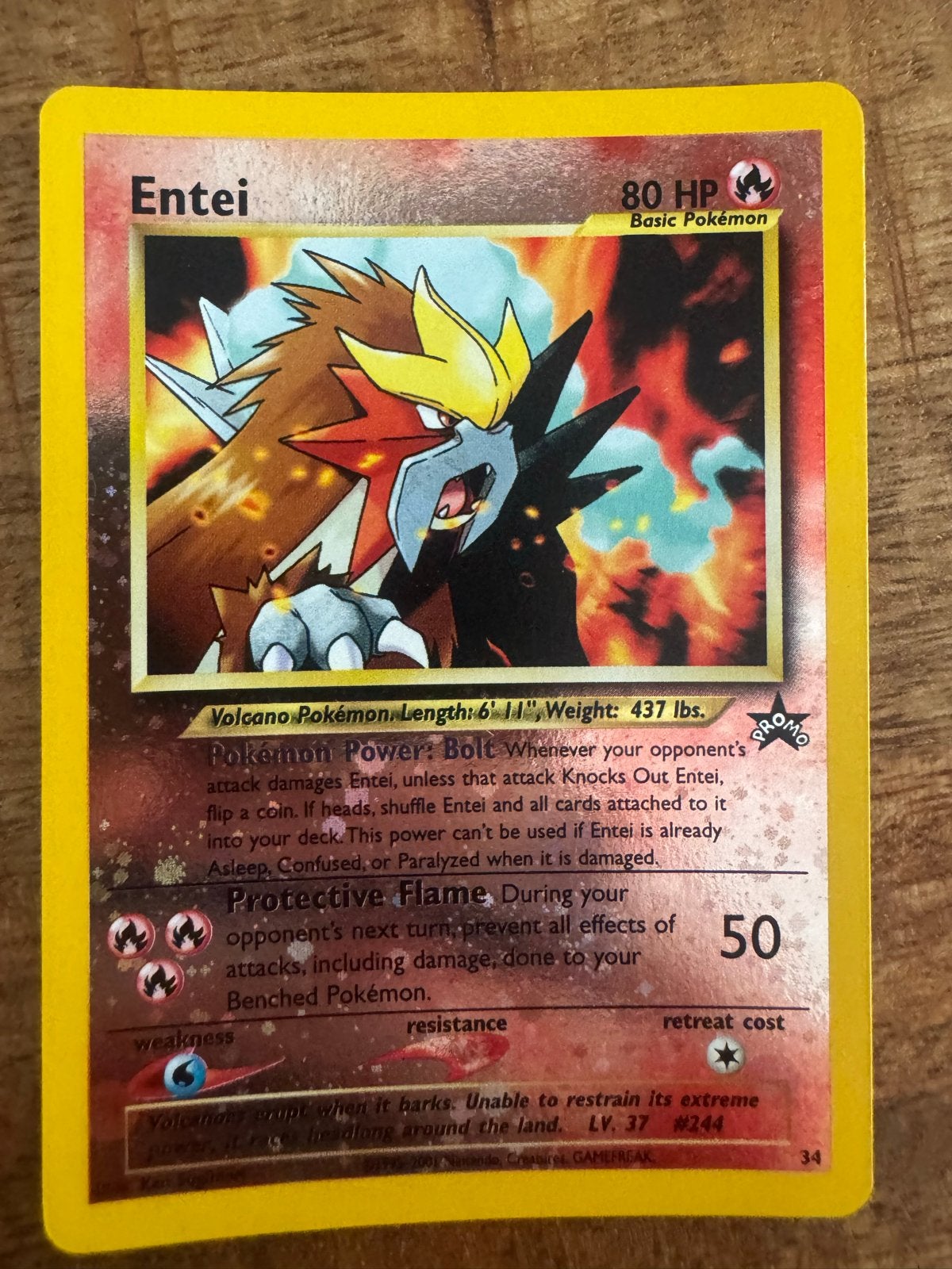 Entei Promo Pokémon Kaart - Wizards Black Star Promo #34, Ophalen of Verzenden, Losse kaart