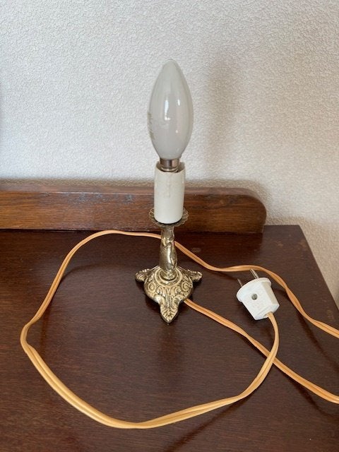 Antiek kandelaar lampje (hoogte zonder lamp 15 cm), Antiek en Kunst, Ophalen of Verzenden
