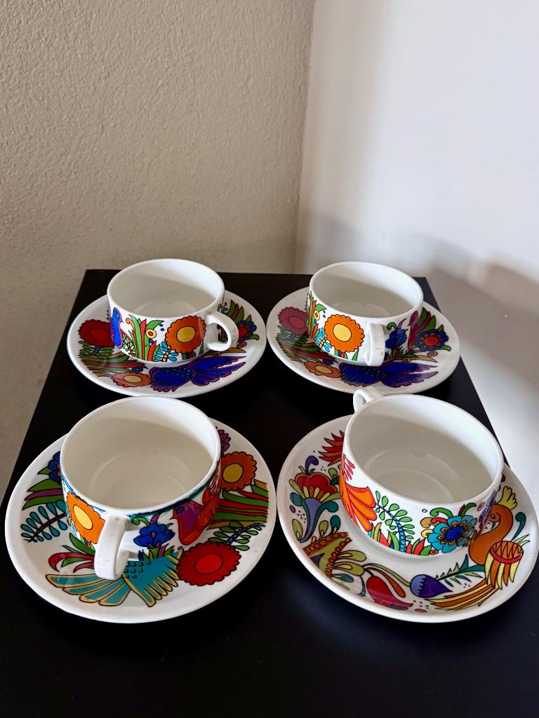 Vintage | 4x Villeroy & Boch Acapulco | Christine Reuter, Gebruikt, Ophalen of Verzenden, Overige stijlen, Kop(pen) en/of Schotel(s)