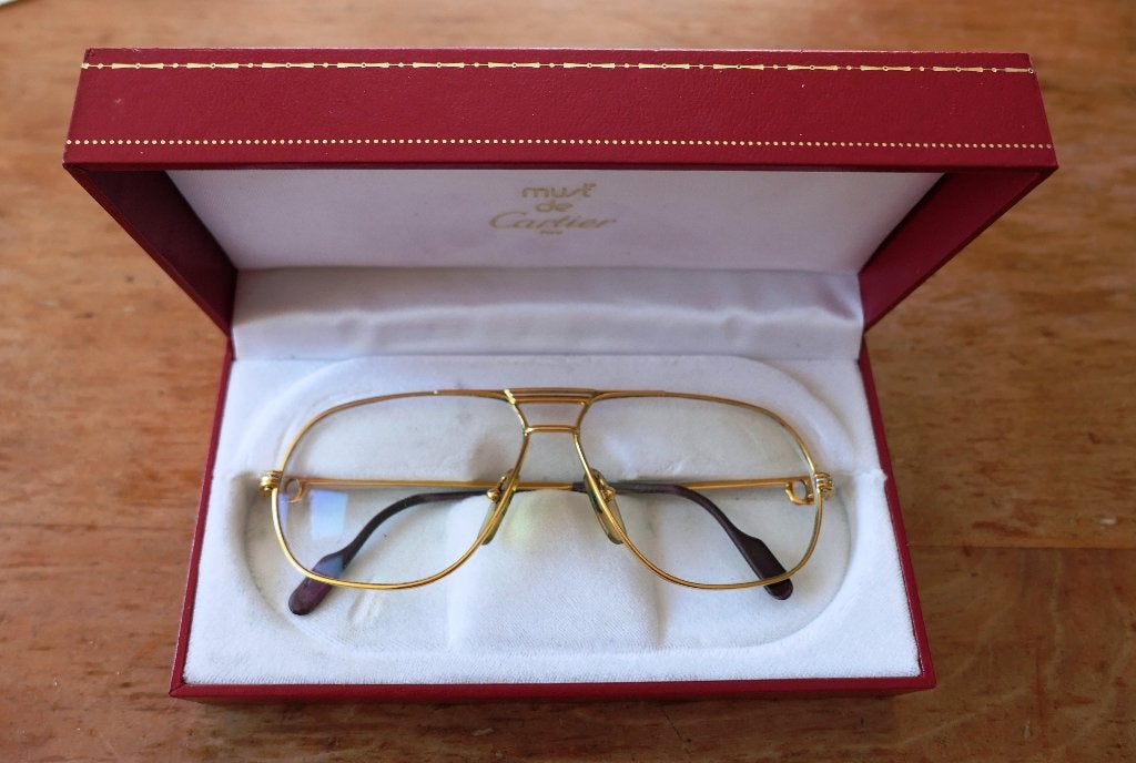 Cartier bril verguld in mooie staat met originele doos, Overige merken, Gebruikt, Overige kleuren, Verzenden