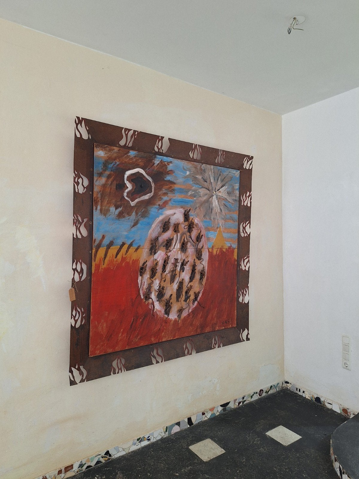Hagedissen - Acryl op hout in ijzeren lijst, Antiek en Kunst, Ophalen
