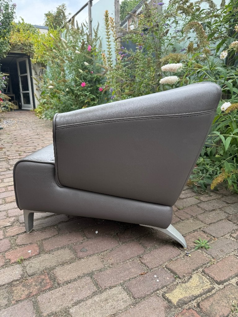 Rolf Benz 2300 fauteuil Grijs/Taupe leer nette staat, Huis en Inrichting, Fauteuils, Ophalen, Mancave. Luxe Loungen Vintage Klassiek Tijdloos