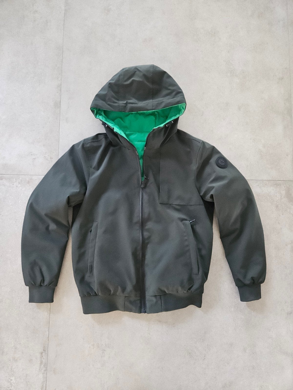 Airforce Reversible Padded Jas - Groen/Grijs - Maat 14, Gebruikt, Jongen of Meisje, Ophalen of Verzenden, Airforce