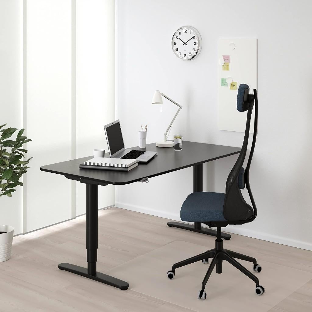 Twee stuks Bureau zwart blad met witte poot 160x80, Ophalen, Gebruikt, Scandinavisch, Hout