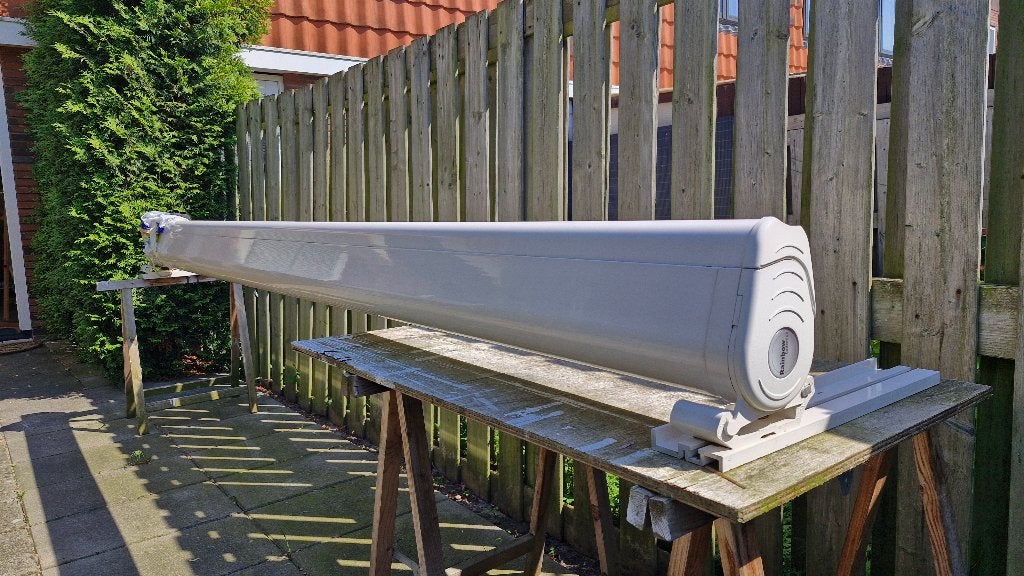 Zonnescherm (knikarm) - Balero cassette, Ophalen, Gebruikt, Elektrisch, 150 tot 300 cm
