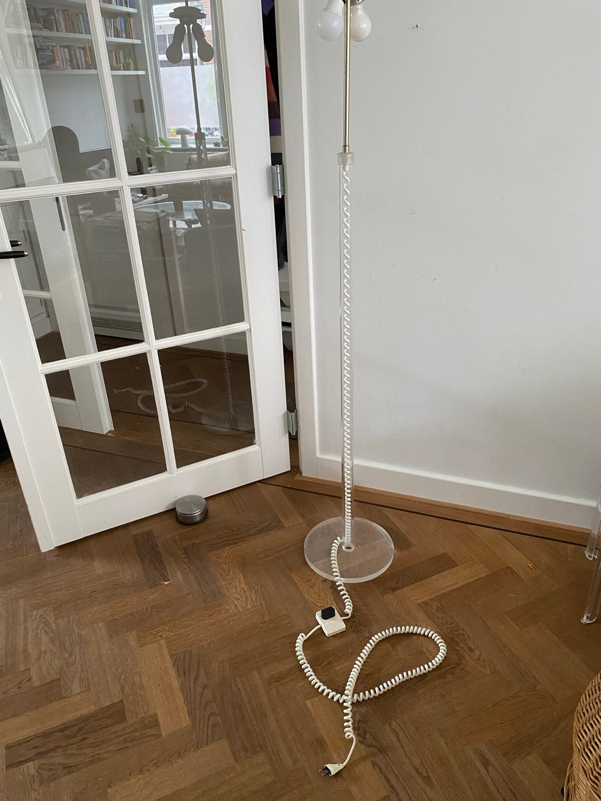 Design Harco Loor staande lamp, vintage, Huis en Inrichting, Ophalen, Kunststof, Gebruikt, E14 (klein)