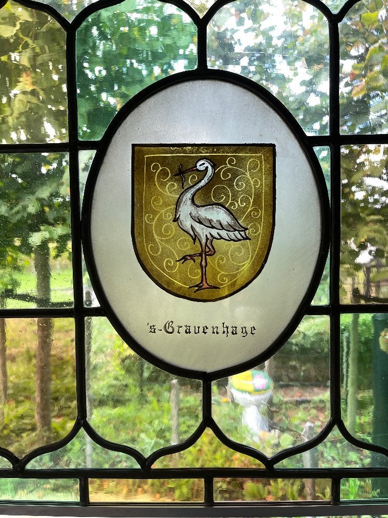 glas in lood  Raam ANTIEK. HAAGSE OOIEVAAR, Ophalen