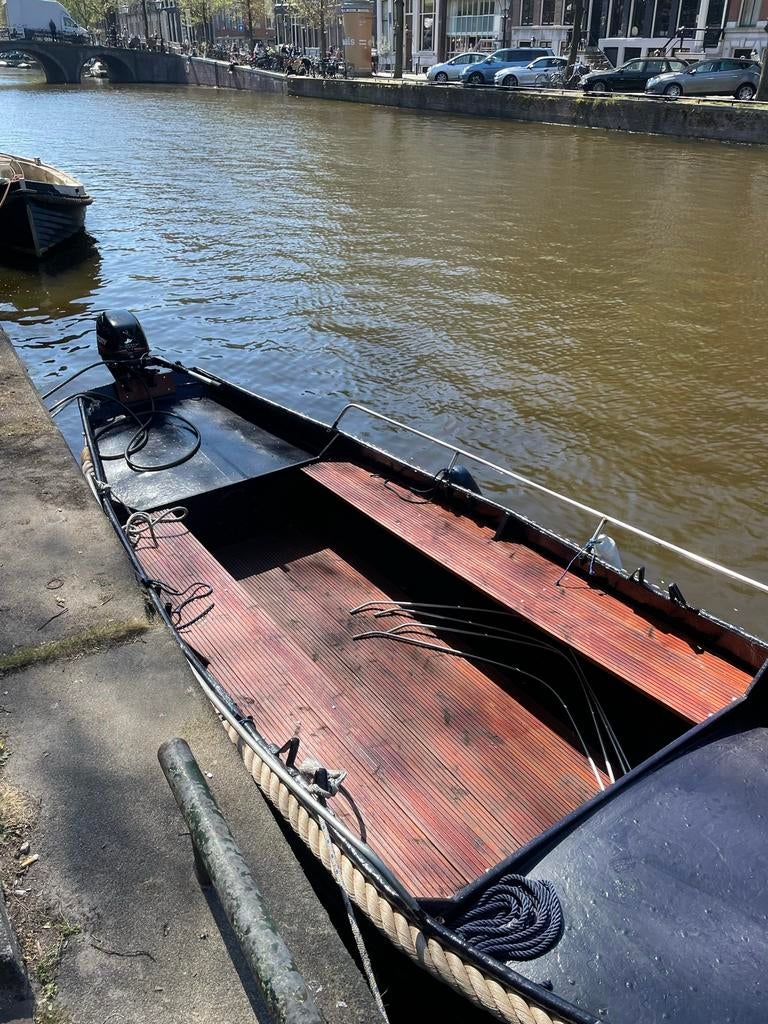 Classic Amsterdam Canal Boat - stalen sloep- incl. 9.9 motor, Watersport en Boten, Sloepen, Ophalen, Zo goed als nieuw, Grachtenboot
