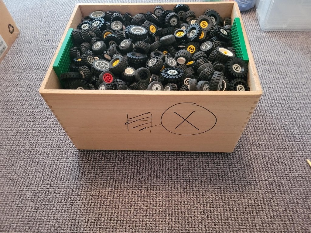 Partij Q12=1580x Lego technic wielen gemengd, Lego, Lego, Gebruikt, Lego