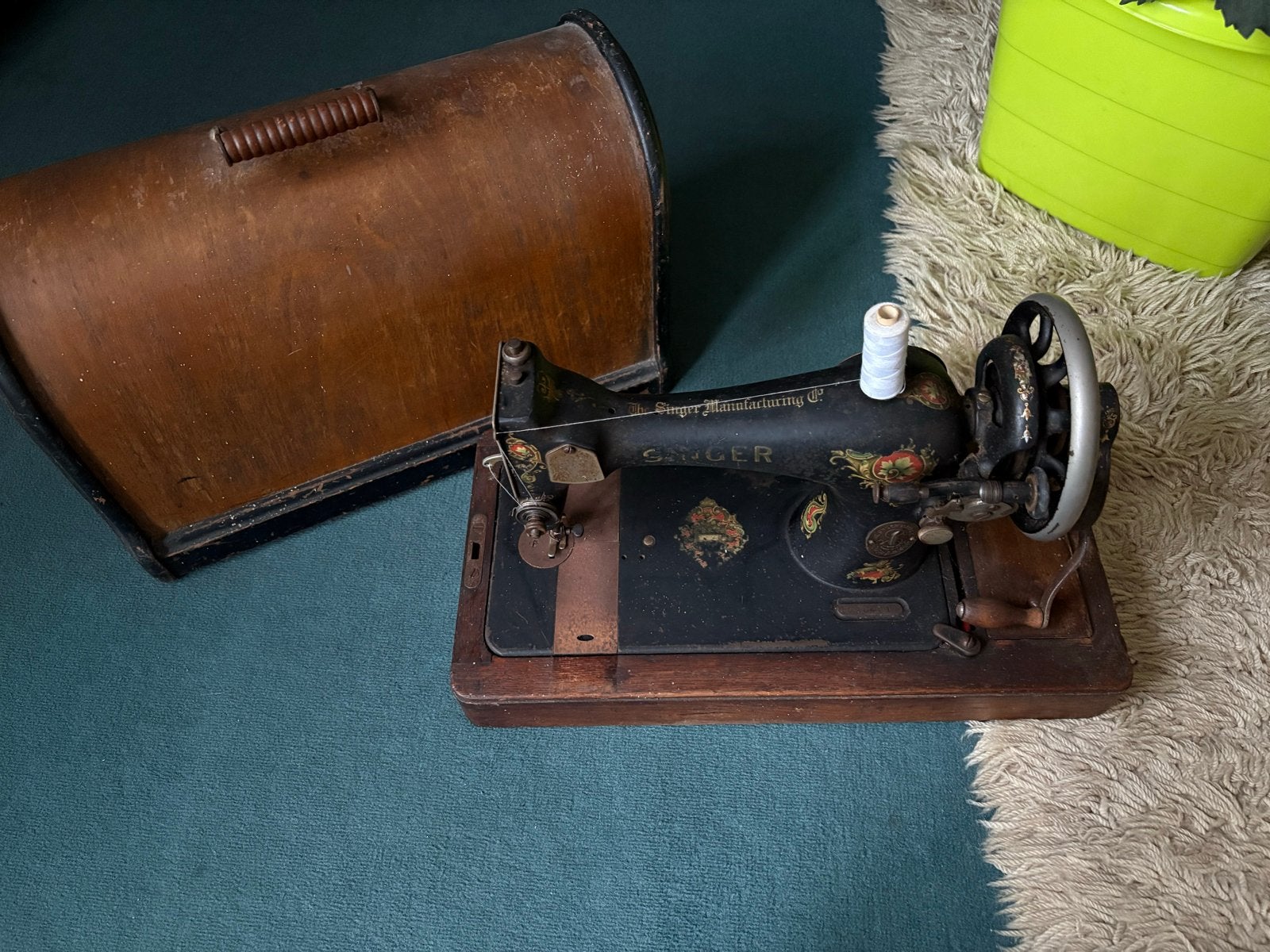 Antieke Singer Naaimachine (1920/1930) met Houten Koffer, Ophalen of Verzenden