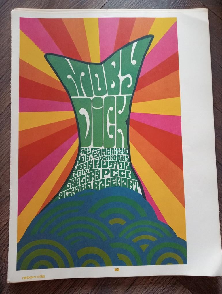 Moby Dick film affiche Cuba 1970, Ophalen of Verzenden, Gebruikt, A1 t/m A3, Film en Tv