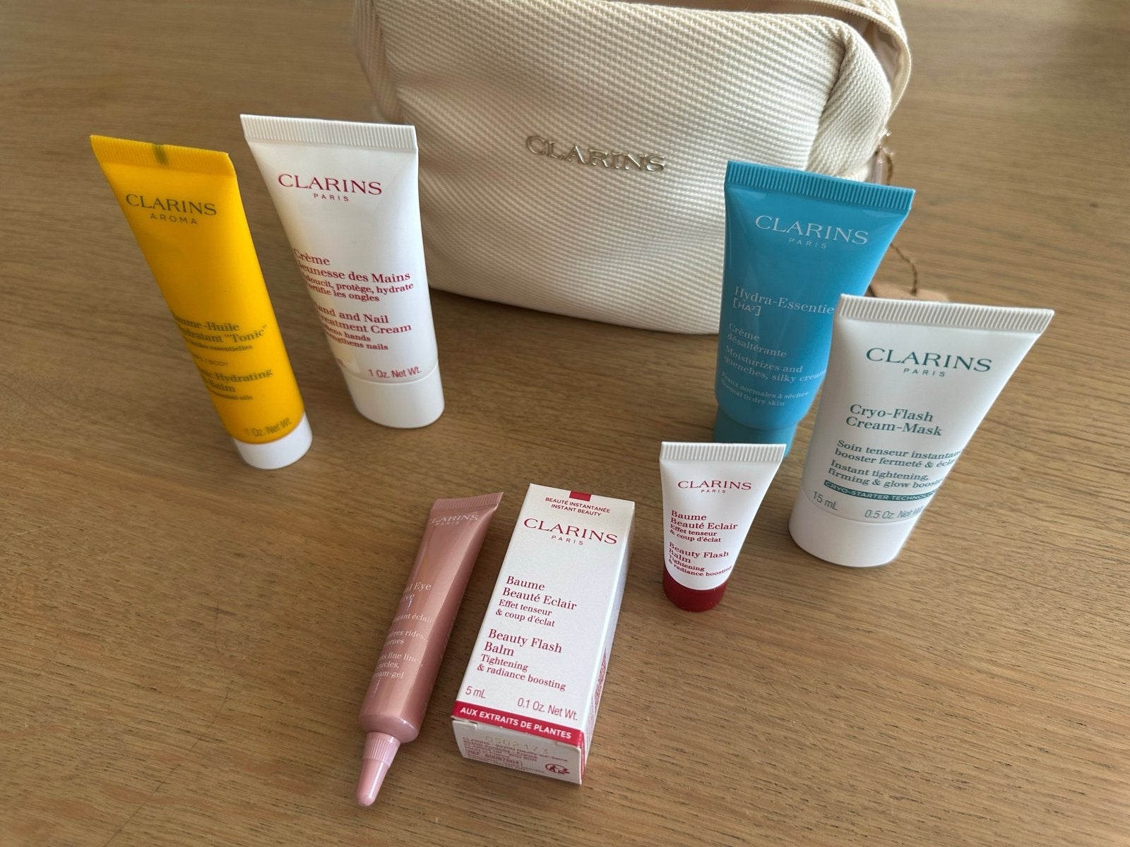 Clarins Skincare Set met Toilettas - Nieuw, Ophalen of Verzenden, Nieuw, Gehele gezicht, Verzorging