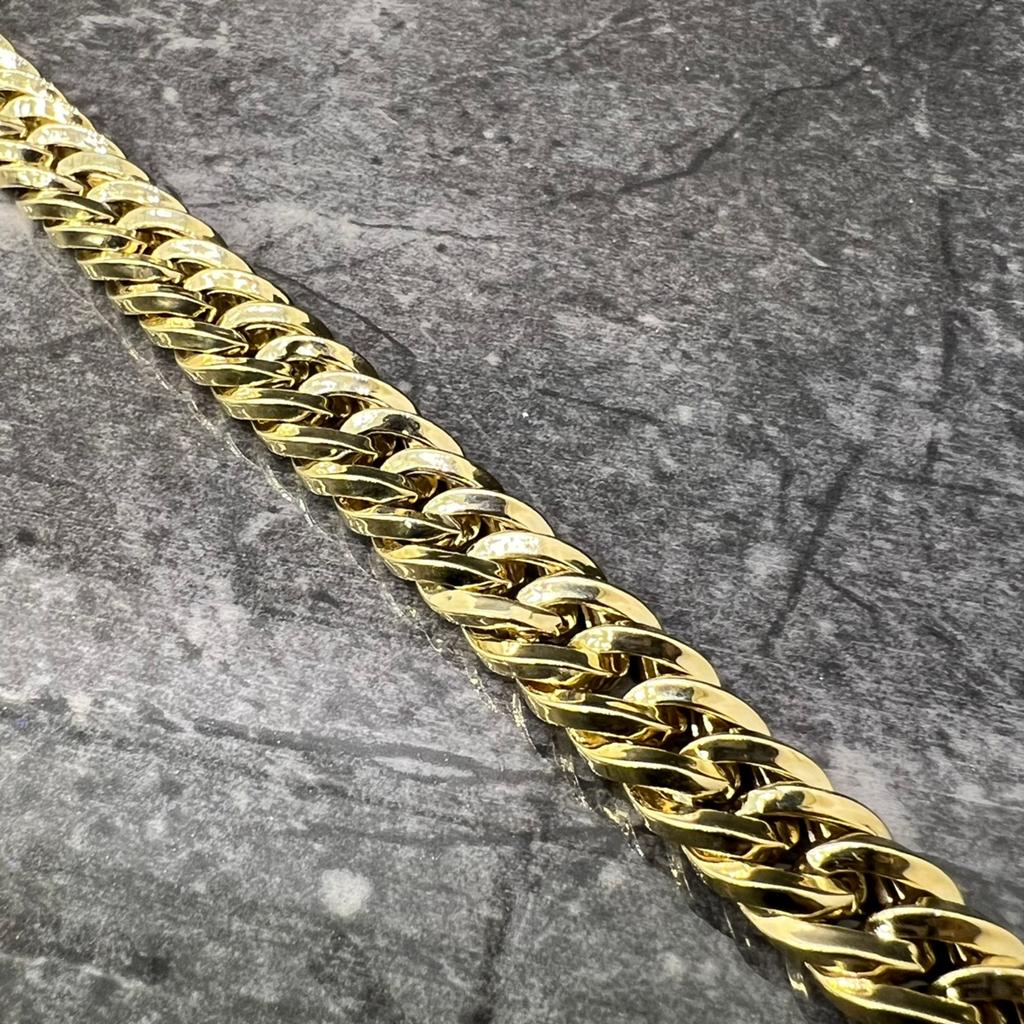14 karaats gouden armband cuban gourmet schakel, Ophalen of Verzenden, Zo goed als nieuw, Goud