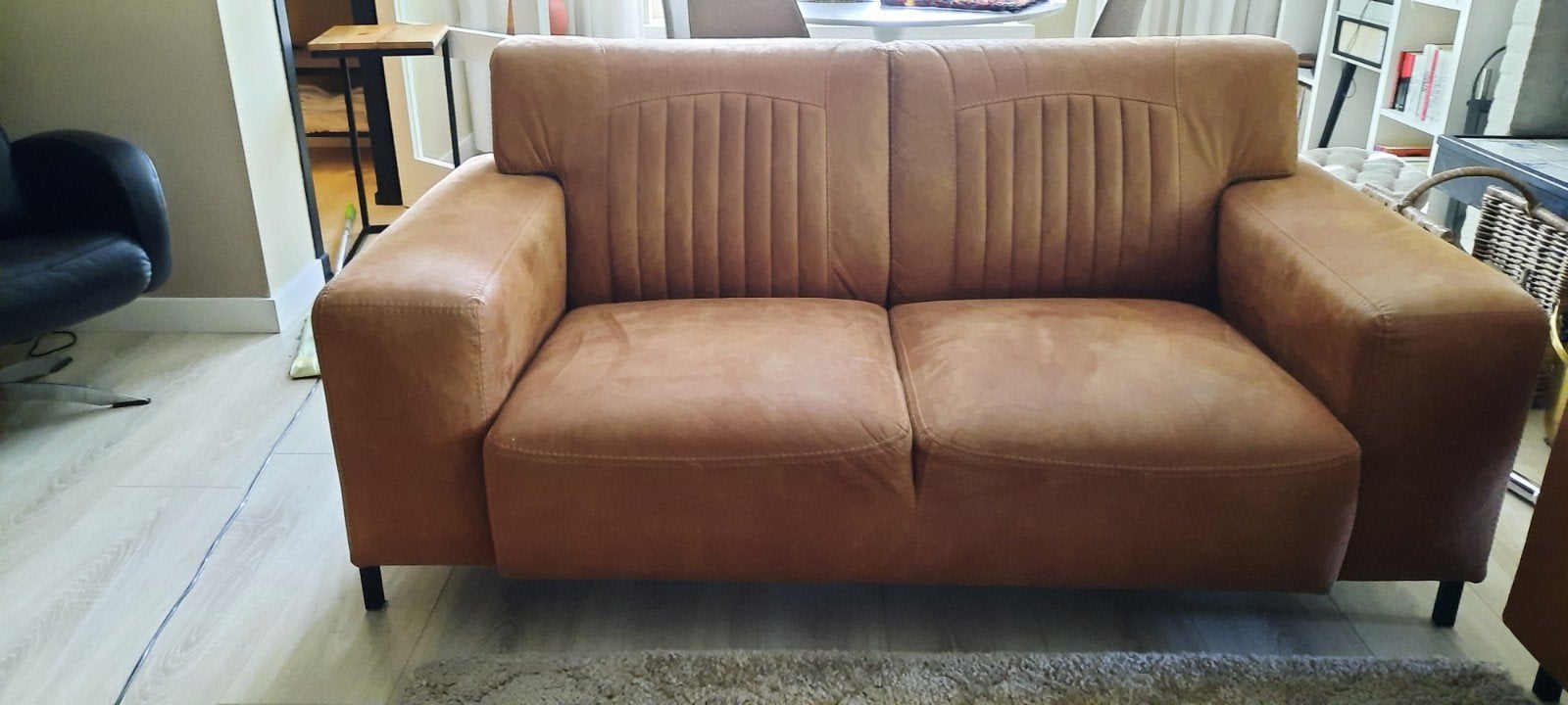 te koop 2,5 zitbank cognac, Huis en Inrichting, Ophalen, Driepersoons, Zo goed als nieuw, Rechte bank