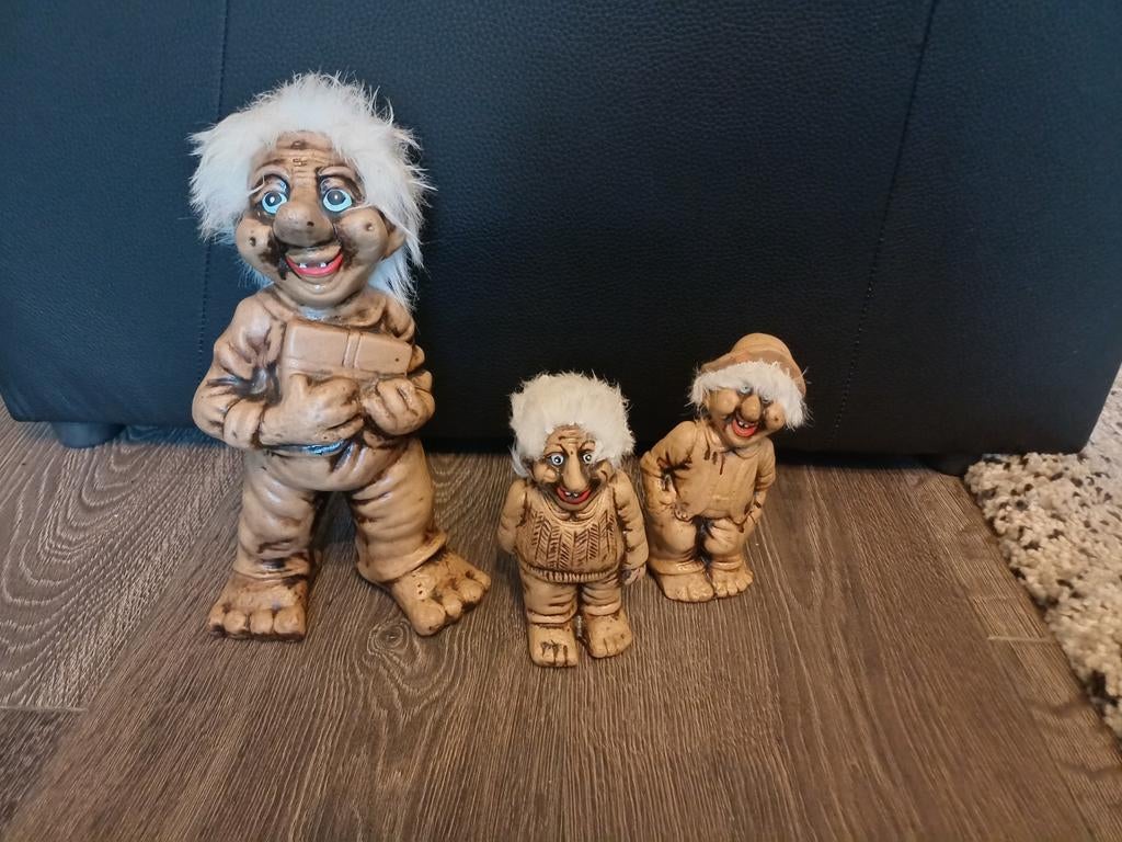 Set van 3 Vintage Trollen Beeldjes - Decoratie, Ophalen of Verzenden, Gebruikt, Fantasy