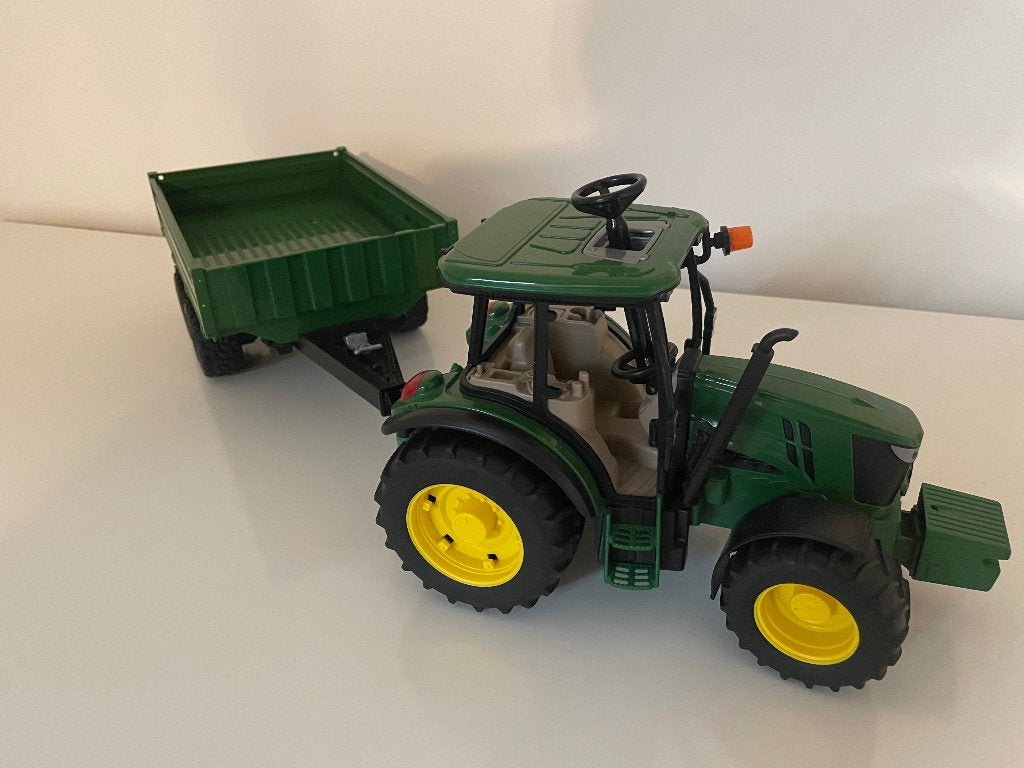 Bruder JohnDeere tractor met wagen, Ophalen of Verzenden, Zo goed als nieuw