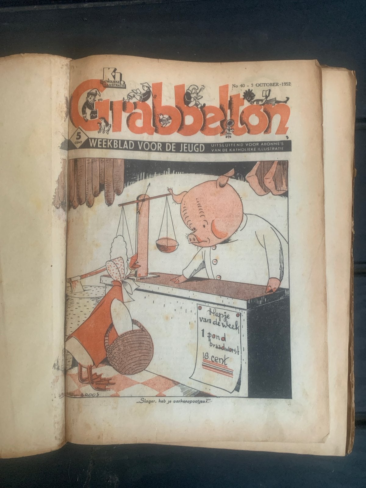 Grabbelton Weekblad voor de Jeugd - No 40, 3 oktober 1952, Ophalen of Verzenden, Gelezen, Overige typen