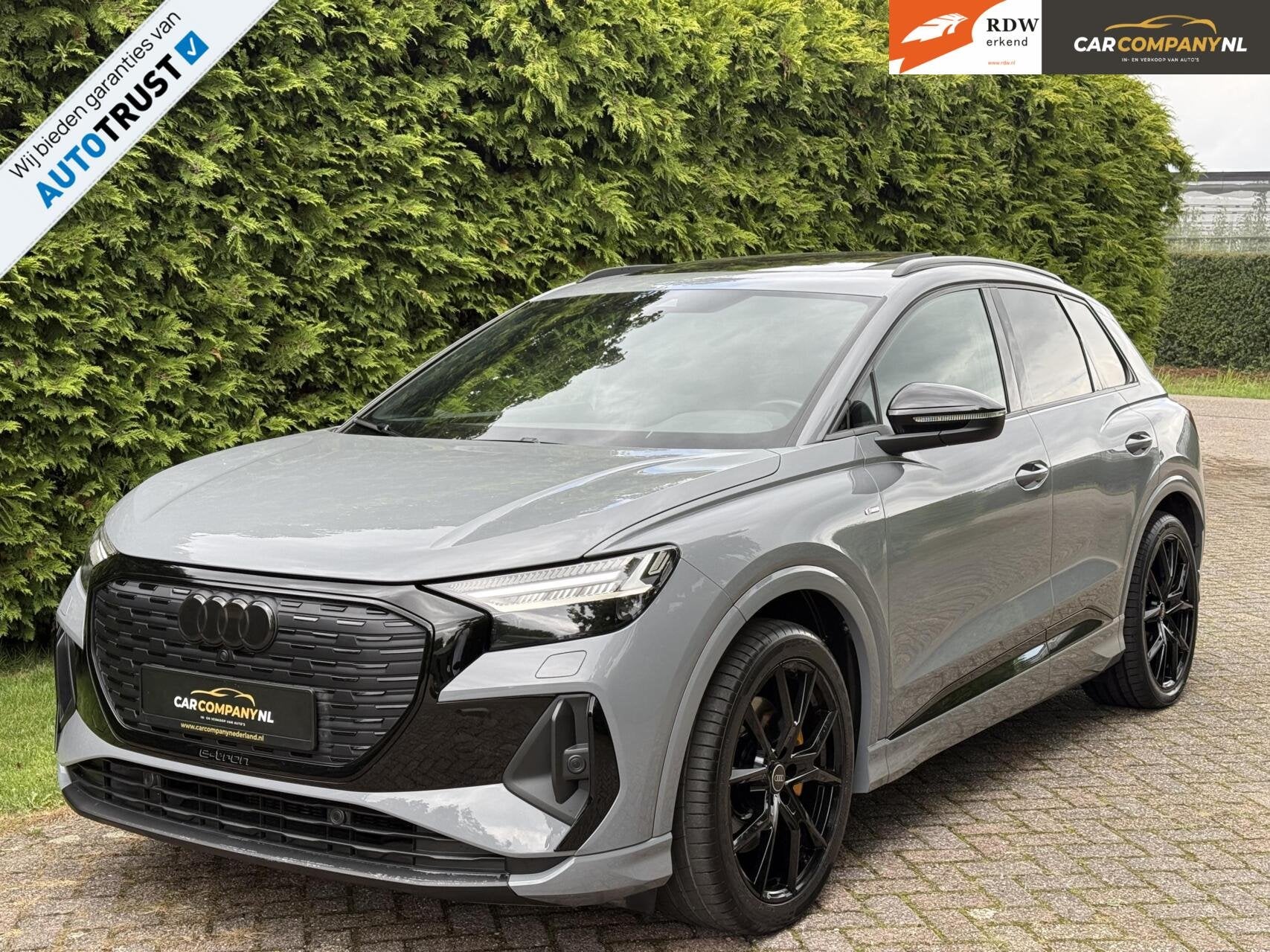 Audi Q4 e-tron 50|QUATTRO|SLINE|PANORAMADAK|NARDO GREY|77kwh, Automaat, Zwart, Met garantie (alle), Leder