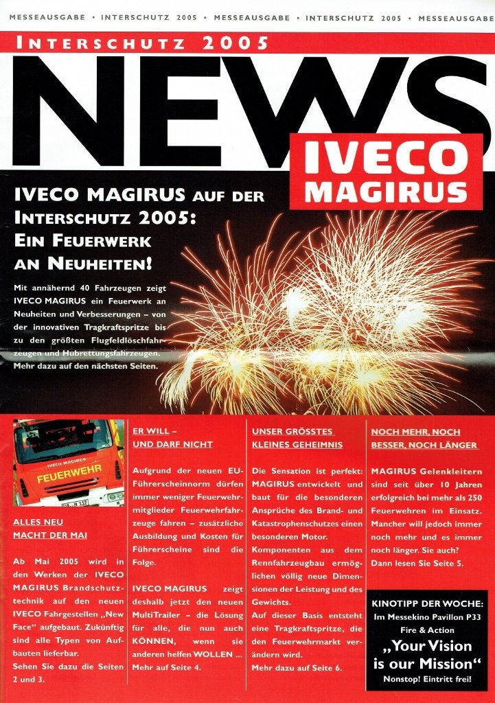 Folder Iveco Magirus Brandweer modellen (2005), Verzenden, Zo goed als nieuw, Overige merken