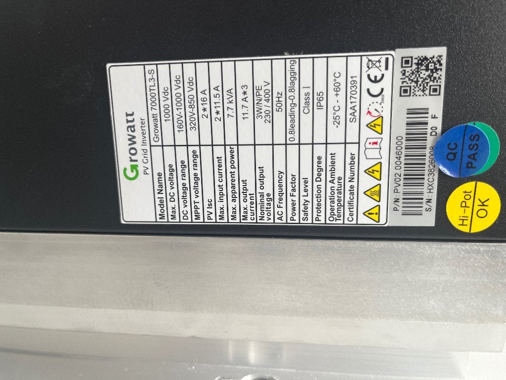 Growatt 7000 TL3 7 kW omvormer – werkend, Doe-het-zelf en Verbouw, Ophalen, Gebruikt, Overige typen, 200 wattpiek of meer