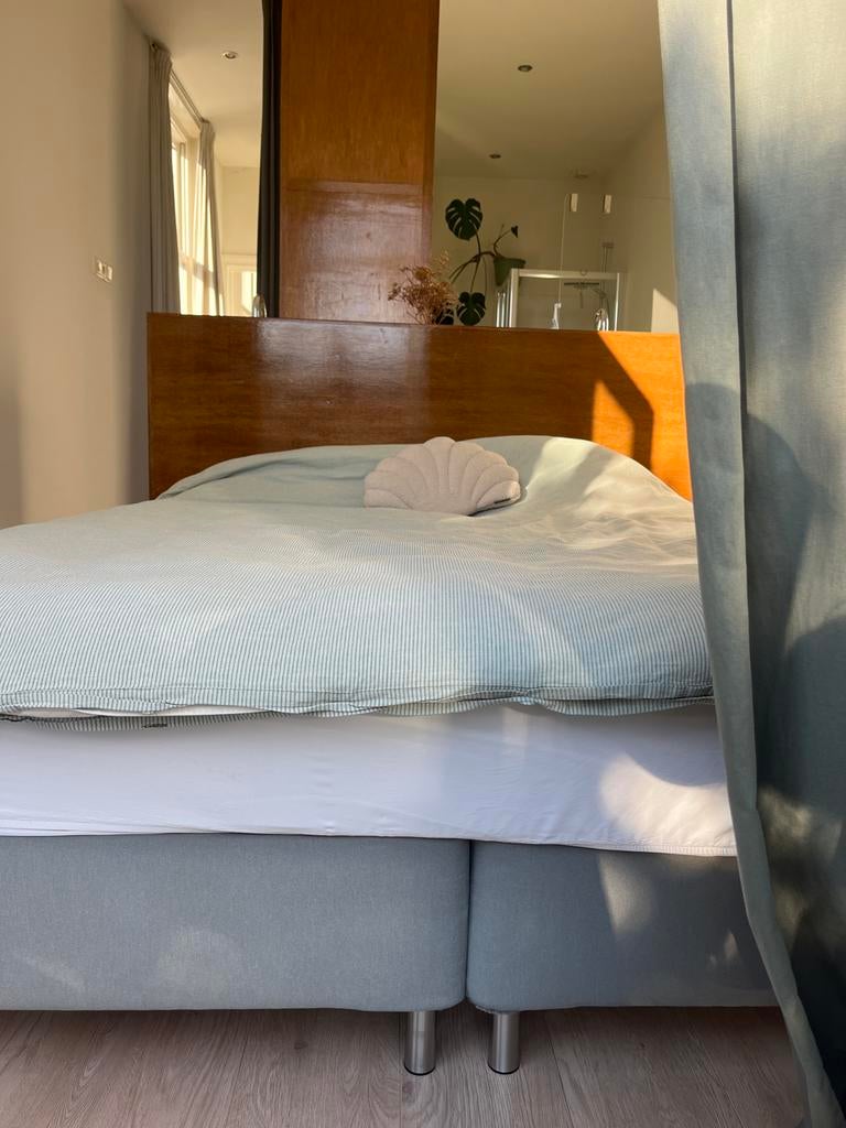 IKEA Espevär boxspring 160x200 met lattenbodem en hoes, Ophalen, Zo goed als nieuw, Tweepersoons, 160 cm