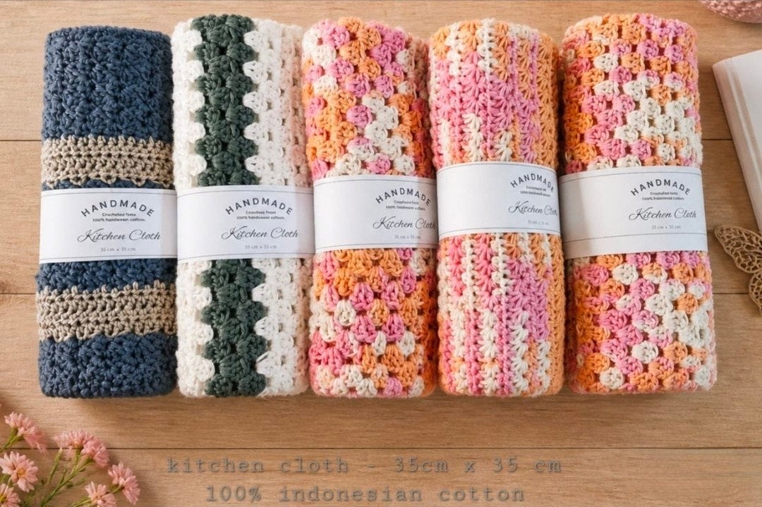kitchen cloth, Handgemaakt, Katoen, Bruin, Nieuw
