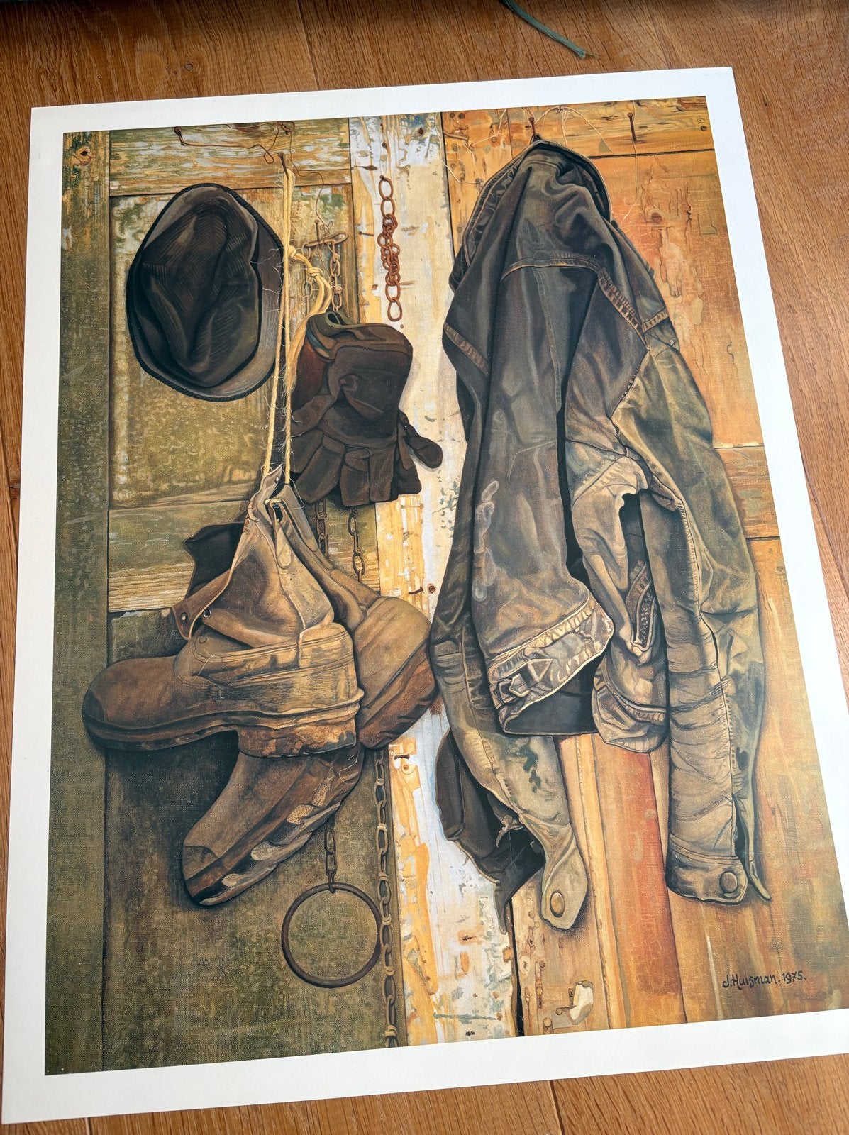 Reproductie Jopie Huisman - Werkkleding in de schuur 1975, Antiek en Kunst, Ophalen of Verzenden, Overige onderwerpen, Offsetdruk