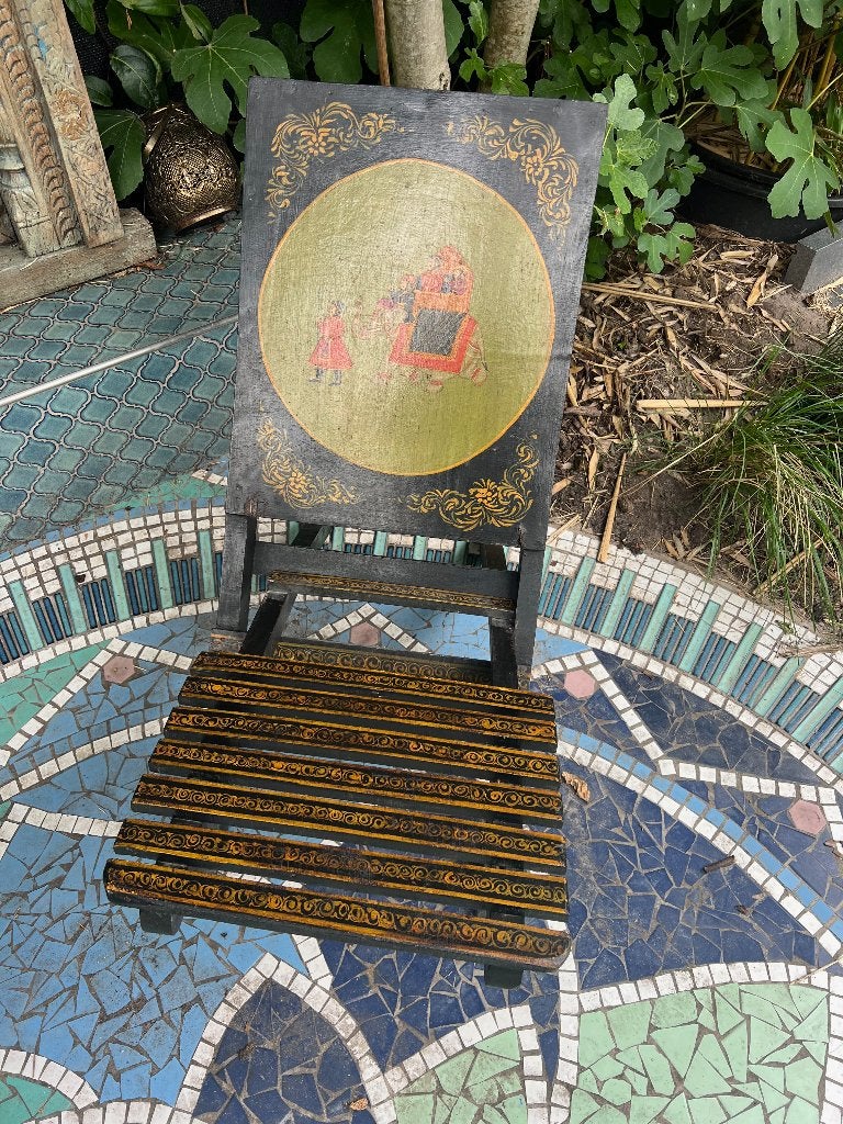 Indiase klapstoel stoel India handbeschilderd oosters India, Oosters India indiase, Verburgt Vintage, Gebruikt, Overige kleuren