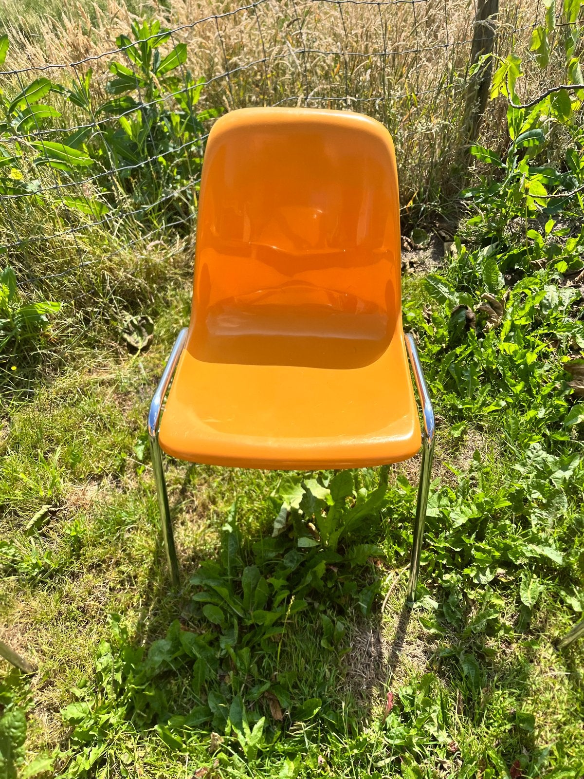 4 vintage oranje Sulo 6.1 stoelen, Ophalen, Kunststof, Gebruikt, Overige kleuren